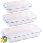 صواني زجاج وينكس مستطيل طقم ٣ قطع