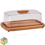 صحن كيك بيلي خشب مستطيل غطاء اكريليك