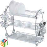 نشافة اطباق ستانلس استيل ٣ طبقات كبير