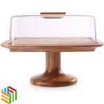 صحن كيك بيلي خشب مربع بقاعدة
