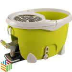 ممسحة نظافة مدورة ستانلس ستيل مع دلو بلاستيك