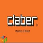 Claber logo with sleek, modern lettering and distinctive orange accents.