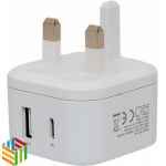 شاحن جداري بمنفذ عادي واخر تايب سي من بايسل - ابيض