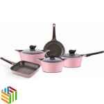 طقم قدور نيوفلام ايني سيراميك غطاء زجاج ٨ قطع