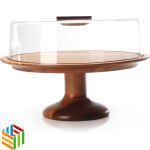 صحن كيك بيلي خشب مدور بقاعدة