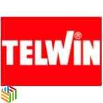 Telwin logo featuring bold, red lettering with a distinctive, modern design.