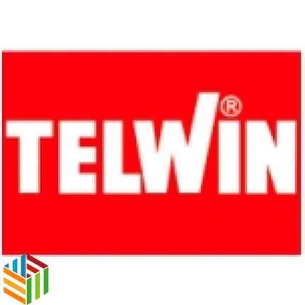 Telwin logo featuring bold, red lettering with a distinctive, modern design.